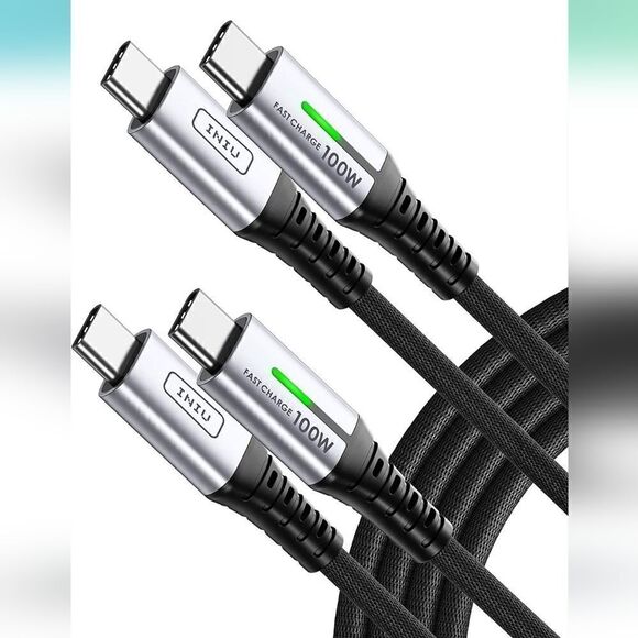 USB C to USB C Cable, INIU 100W [2-Pack 6.6ft] PD 5A Fast Charging - Picture 1 of 6